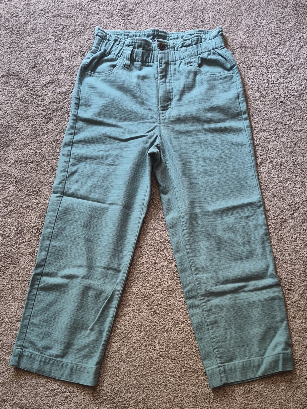 J. Crew Women's Teal Elastic-Waist Straight Capris